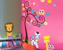 Animal Friends with Flower Tree Vinyl Wall Decals Nursery Sticker
